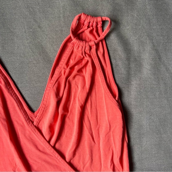 Banana Republic Goddess Dress Light Coral Cross Front Sleeveless Faux Wrap Sz‎ S - Picture 4 of 10